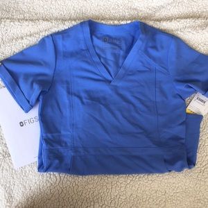 NWT Figs Flores Peplum Scrub Top- Ceil Blue